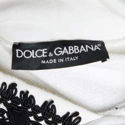 مملوكة مسبقًا Dolce & Gabbana White Cotton Lace Trim Hooded Sweatshirt S