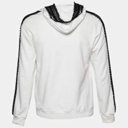 مملوكة مسبقًا Dolce & Gabbana White Cotton Lace Trim Hooded Sweatshirt S