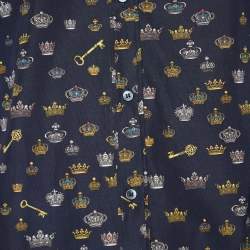 Pre Owned Dolce & Gabbana Navy Blue Crown Print Cotton Gold Fit Shirt L