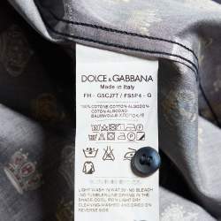 Pre Owned Dolce & Gabbana Navy Blue Crown Print Cotton Gold Fit Shirt L