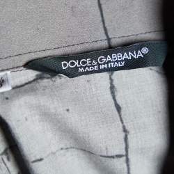 مملوكة مسبقًا Dolce & Gabbana Grey Lace Print Cotton Button Front Shirt M