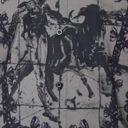 مملوكة مسبقًا Dolce & Gabbana Grey Lace Print Cotton Button Front Shirt M