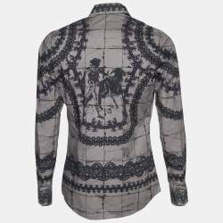 مملوكة مسبقًا Dolce & Gabbana Grey Lace Print Cotton Button Front Shirt M
