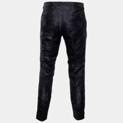 Pre Owned Dolce & Gabbana Black Floral Pattern Silk Pants M