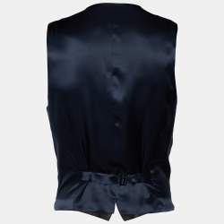 Pre Owned Dolce & Gabbana Black Floral Pattern Silk Waistcoat M