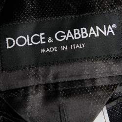 Pre Owned Dolce & Gabbana Black Textured Wool & Silk Button Front Blazer M