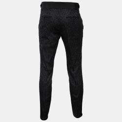 Pre Owned Dolce & Gabbana Black Jacquard Contrast Waist Pants M