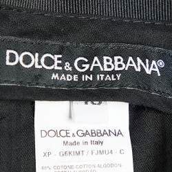 Pre Owned Dolce & Gabbana Black Jacquard Contrast Waist Pants M
