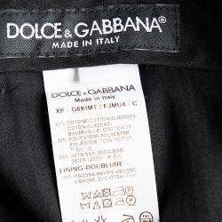 Pre Owned Dolce & Gabbana Black Jacquard Contrast Waist Pants M