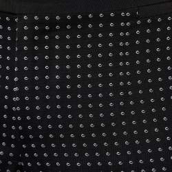 Pre Owned Dolce & Gabbana Black Jacquard Contrast Waist Pants M