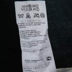 Pre Owned Dolce & Gabbana Blue Distressed Denim Crest-Embroidered 14 Stretch Jeans M Waist 32"