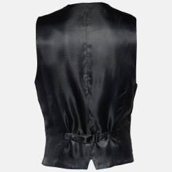 Pre Owned Dolce & Gabbana Black Textured Wool & Silk Vest M