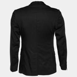 Pre Owned Dolce & Gabbana Black Wool Embellished Lapel Martini Blazer S