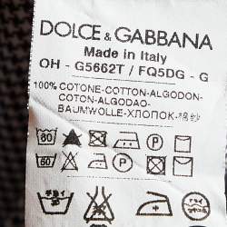 Pre Owned Dolce & Gabbana White & Brown Patterned Cotton Martini Fit Shirt L