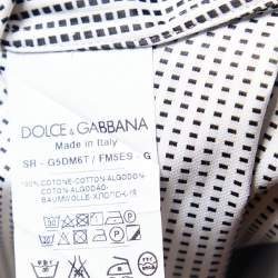 Pre Owned Dolce & Gabbana White Grid Pattern Cotton Gold Fit Shirt XXL