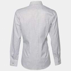 Pre Owned Dolce & Gabbana White Grid Pattern Cotton Gold Fit Shirt XXL