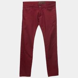 Pre Owned Dolce & Gabbana Burgundy Denim 14 Stretch Jeans L Waist 34"
