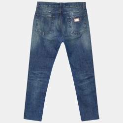 مملوكة مسبقًا Dolce & Gabbana Blue Denim  Distressed Classic Jeans S Waist 32"
