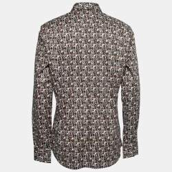 Pre Owned Dolce & Gabbana Black Key Print Cotton Button Front Shirt XL