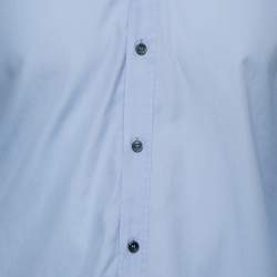 Pre Owned Dolce & Gabbana Light Blue Cotton Button Front Gold Shirt L