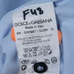 Pre Owned Dolce & Gabbana Light Blue Cotton Button Front Gold Shirt L