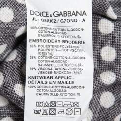 Pre Owned Dolce & Gabbana Black Polka Dot Cotton Embroidered Polo T-Shirt 4XL