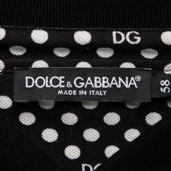 Pre Owned Dolce & Gabbana Black Polka Dot Cotton Embroidered Polo T-Shirt 4XL