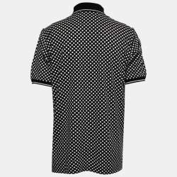 Pre Owned Dolce & Gabbana Black Polka Dot Cotton Embroidered Polo T-Shirt 4XL