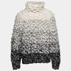 Pre Owned Dolce & Gabbana White & Black Wool Knitted Sweater M