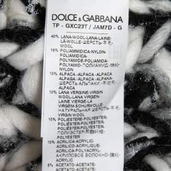Pre Owned Dolce & Gabbana White & Black Wool Knitted Sweater M