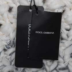 Pre Owned Dolce & Gabbana White & Black Wool Knitted Sweater M
