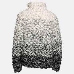 Pre Owned Dolce & Gabbana White & Black Wool Knitted Sweater M