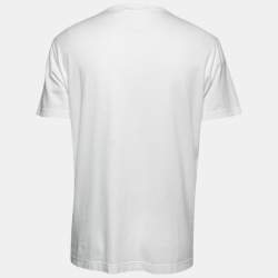 مملوكة مسبقًا Dolce & Gabbana White Cotton Logo Patched T-Shirt 2XL