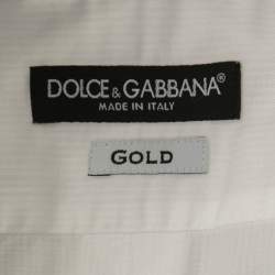 Pre Owned Dolce & Gabbana White Cotton & Velvet Collar Detail Shirt M