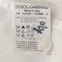 Pre Owned Dolce & Gabbana White Cotton & Velvet Collar Detail Shirt M