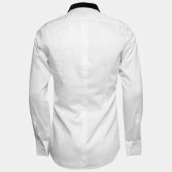Pre Owned Dolce & Gabbana White Cotton & Velvet Collar Detail Shirt M
