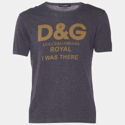 Pre Owned Dolce & Gabbana Grey Royal Printed Cotton Knit T Shirt S