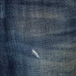 مملوكة مسبقًا Dolce & Gabbana Blue Distressed Denim Bee Embroidered Jeans XL