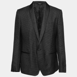 Pre Owned Dolce & Gabbana Black Dotted Jacquard Martini Blazer 2XL