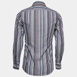 Pre Owned Dolce & Gabbana Multicolor Striped Cotton Button Front Gold Shirt S
