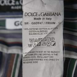 Pre Owned Dolce & Gabbana Multicolor Striped Cotton Button Front Gold Shirt S