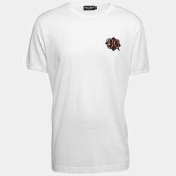 Pre Owned Dolce & Gabbana White Cotton Logo Embroidered T-Shirt 2XL
