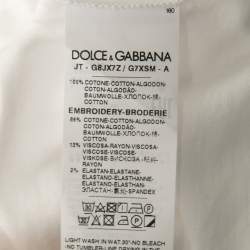 Pre Owned Dolce & Gabbana White Cotton Logo Embroidered T-Shirt 2XL