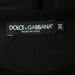 Pre Owned Dolce & Gabbana Black Printed Cotton Short Sleeve T-Shirt M