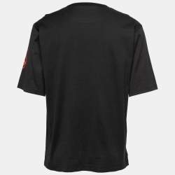 Pre Owned Dolce & Gabbana Black Printed Cotton Short Sleeve T-Shirt M