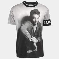 Pre Owned Dolce & Gabbana Grey Cotton James Dean Printed Short Sleeve T-Shirt XL