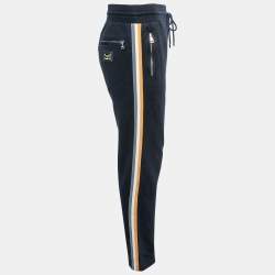 Pre Owned Dolce & Gabbana Navy Blue Cotton Knit Side Band Joggers S