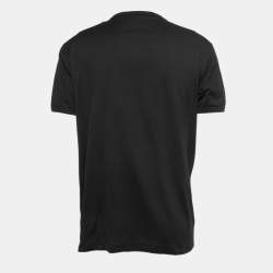 Pre Owned Dolce & Gabbana Black Cotton Crest Applique T-Shirt XL