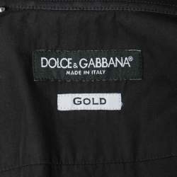 Pre Owned Dolce & Gabbana Black Cotton Embroidered Button Front Shirt 2XL