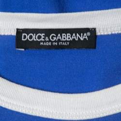 Pre Owned Dolce & Gabbana Blue Printed Cotton T-Shirt M